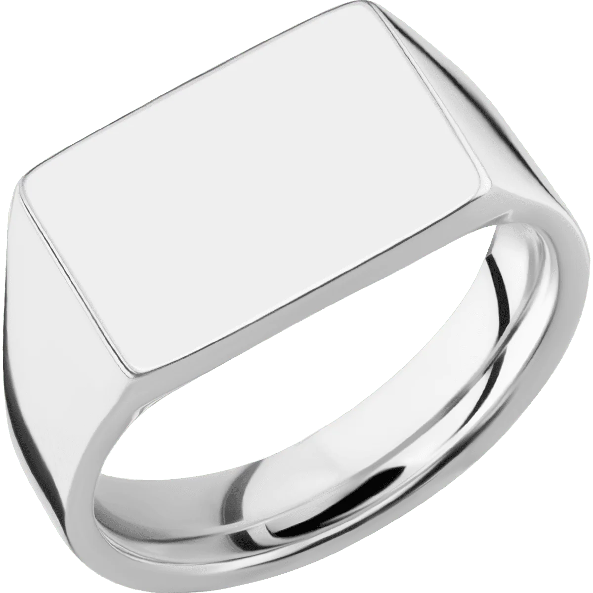 Medium Horizontal Rectangle signet ring (16x11.5mm) in 14K White Gold, with a Wide style band. - Image 2