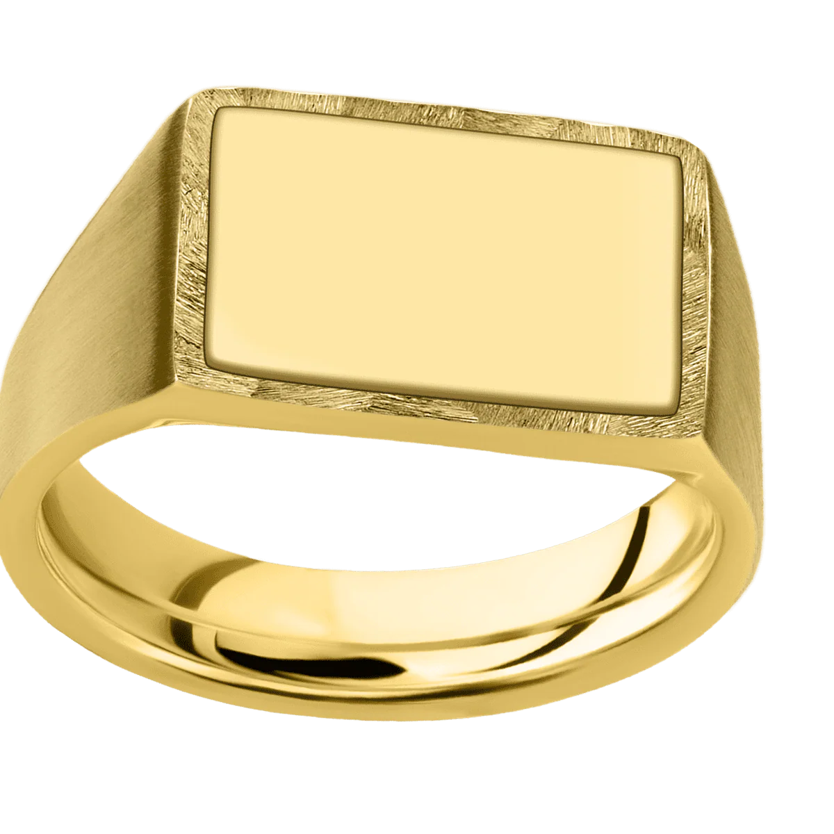 Medium Horizontal Rectangle signet ring (16x11.5mm) in 18K Yellow Gold, with a Wide style band, a 18K Yellow Gold inlay. - Image 3