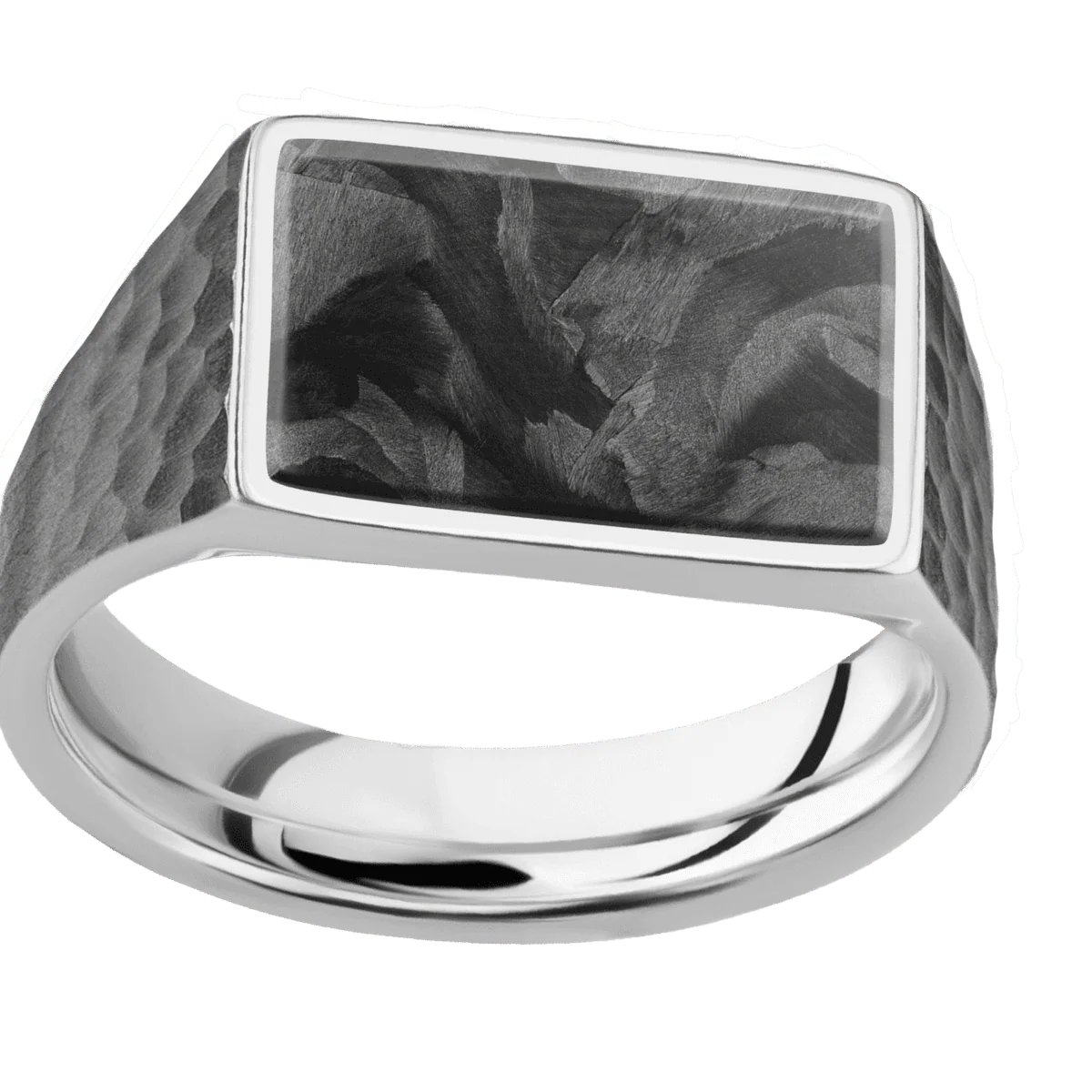 Medium Horizontal Rectangle signet ring (16x11.5mm) in Cobalt Chrome, with a Wide style band, a Forged Carbon Fiber inlay. - Image 3