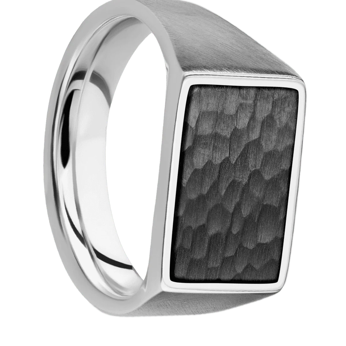 Medium Horizontal Rectangle signet ring (16x11.5mm) in Cobalt Chrome, with a Wide style band, a Zirconium inlay.