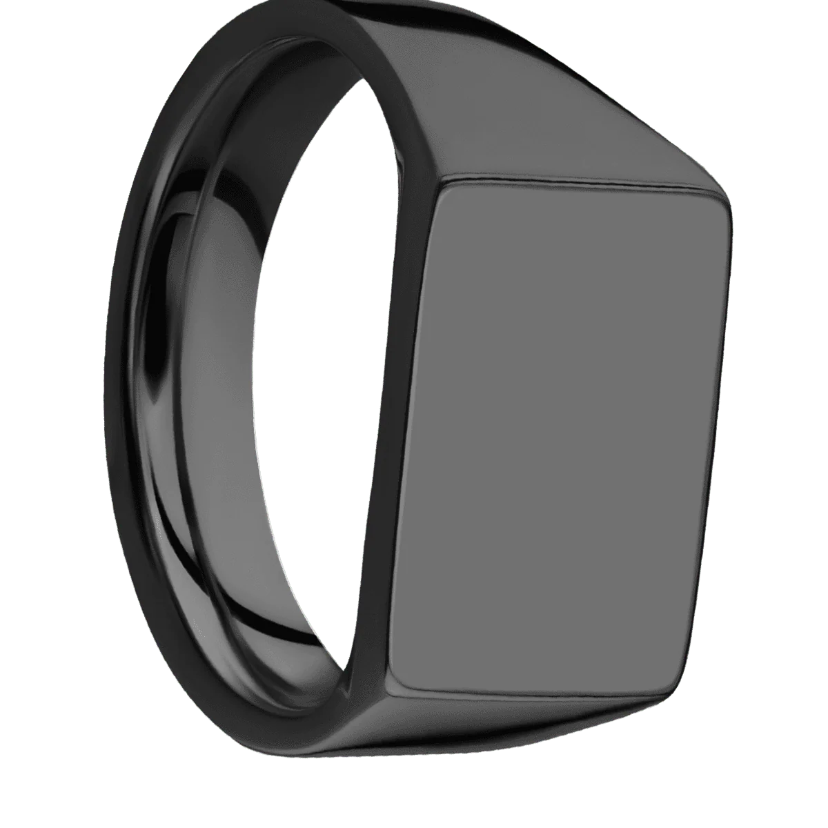 Medium Horizontal Rectangle signet ring (16x11.5mm) in Zirconium, with a Wide style band.