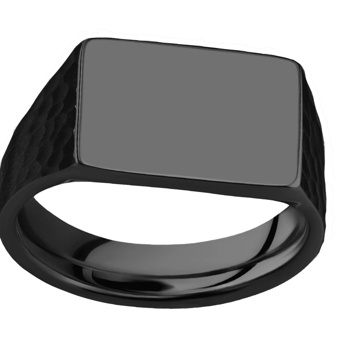 Medium Horizontal Rectangle signet ring (16x11.5mm) in Zirconium, with a Wide style band. - Image 3