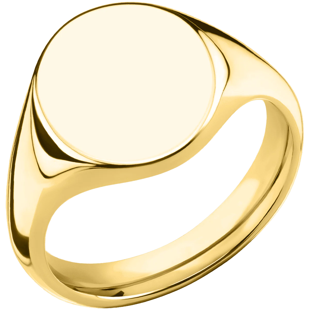 Medium Oval signet ring (16x13mm) in 18K Yellow Gold, with a Thin style band. - Image 2
