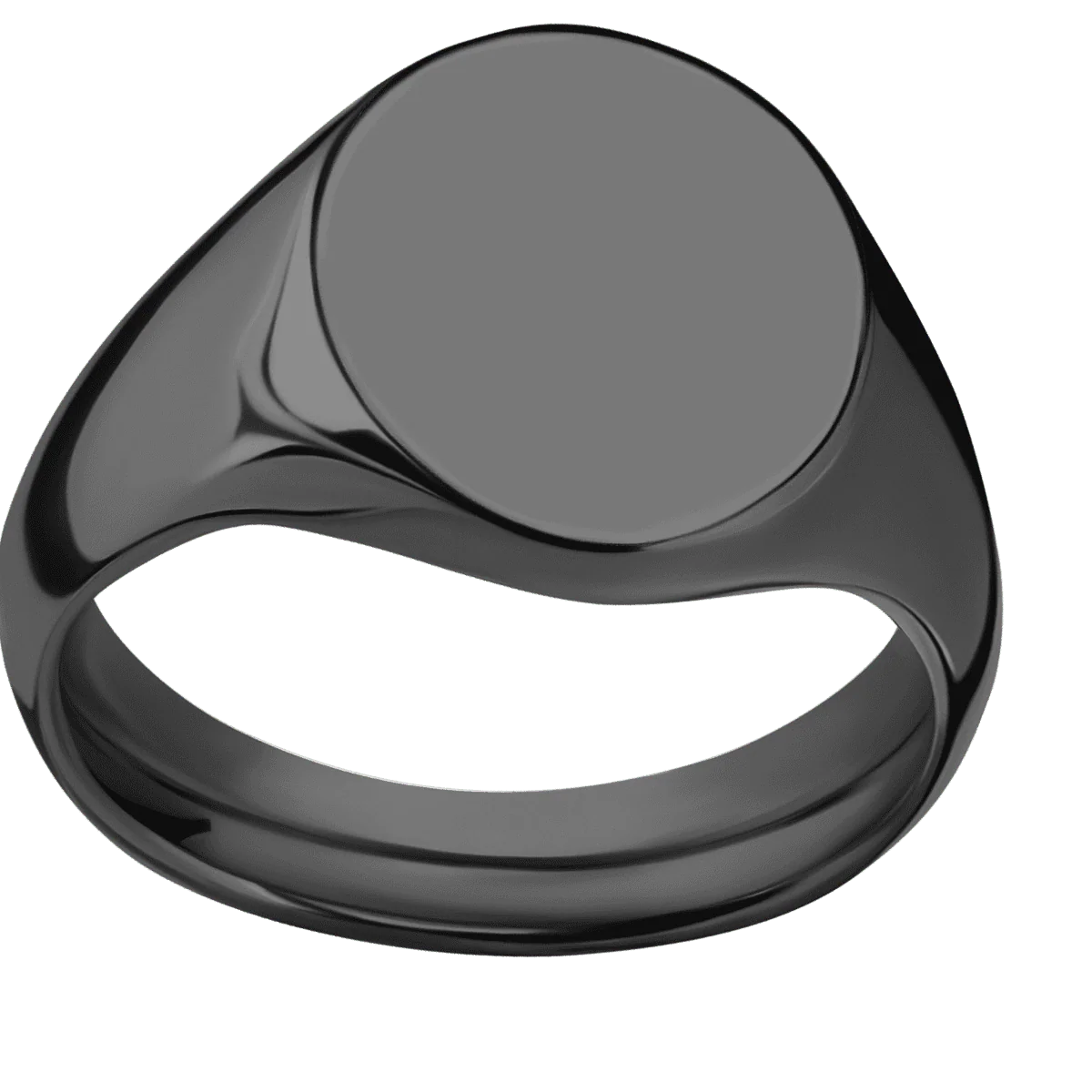 Medium Oval signet ring (16x13mm) in Zirconium, with a Wide style band. - Image 3