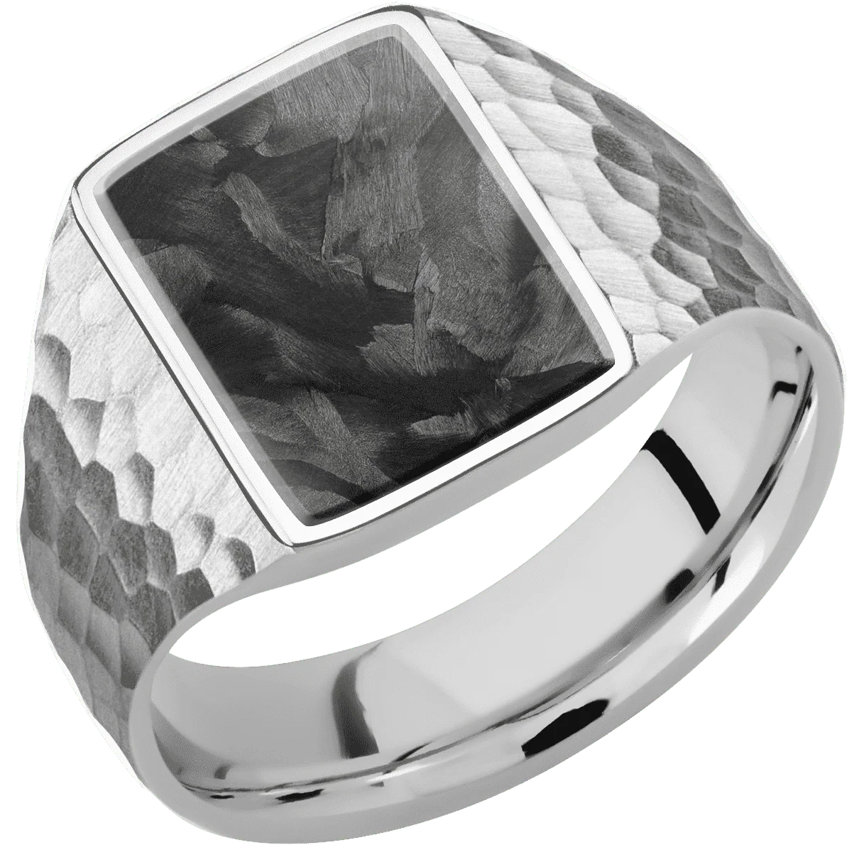 Medium Rectangle signet ring (16x11.5mm) in Cobalt Chrome, with a Wide style band, a Forged Carbon Fiber inlay. - Image 2