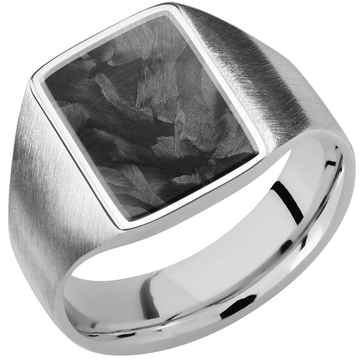 Medium Rectangle signet ring (16x11.5mm) in Cobalt Chrome, with a Wide style band, a Forged Carbon Fiber inlay. - Image 2
