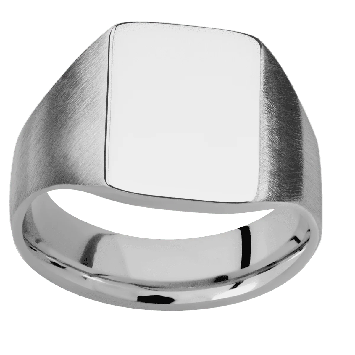 Medium Rectangle signet ring (16x11.5mm) in Titanium, with a Wide style band. - Image 3