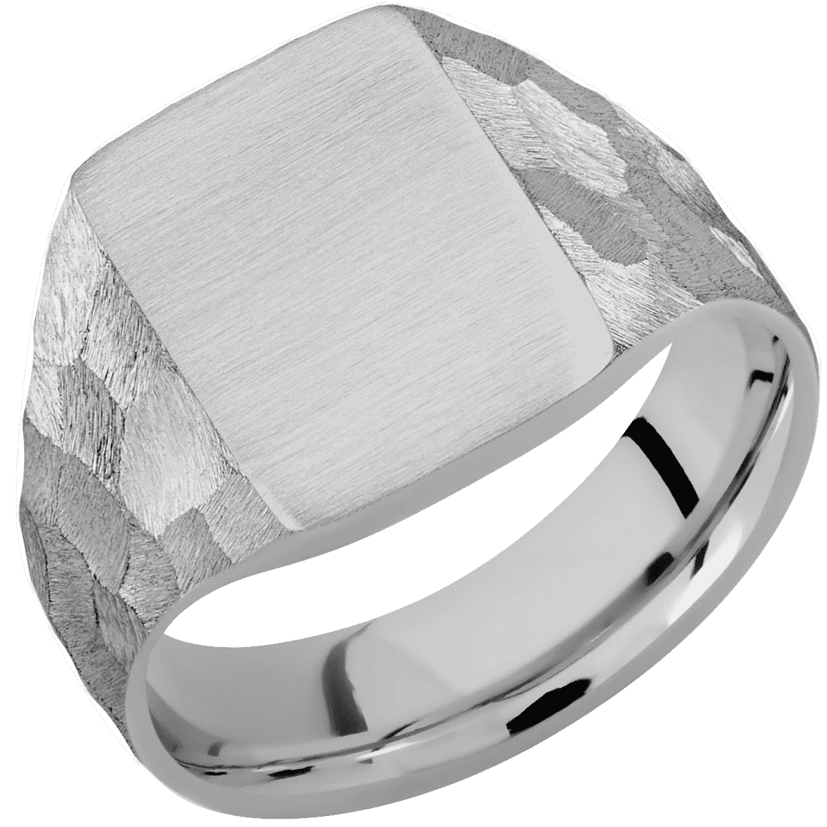 Medium Rectangle signet ring (16x11.5mm) in Titanium, with a Wide style band. - Image 2