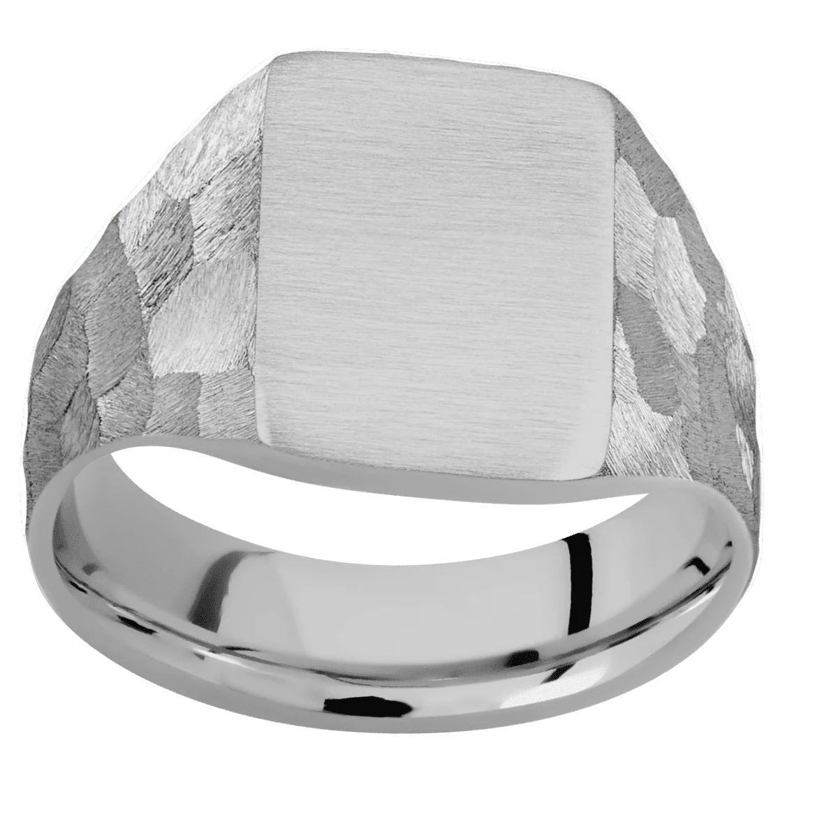 Medium Rectangle signet ring (16x11.5mm) in Titanium, with a Wide style band. - Image 3