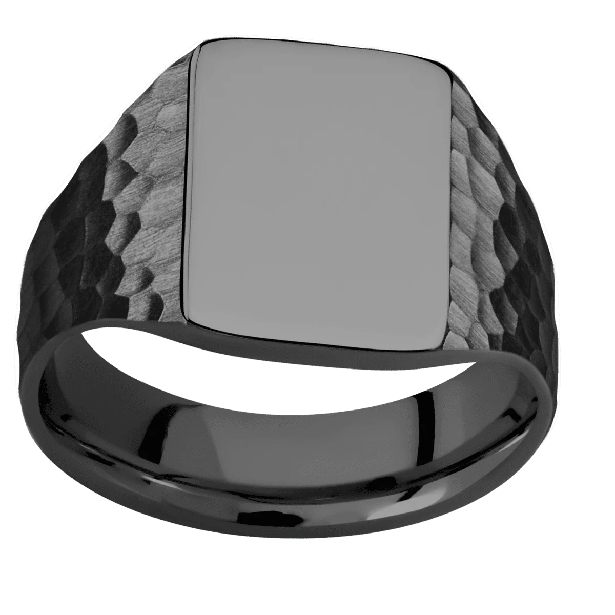 Medium Rectangle signet ring (16x11.5mm) in Zirconium, with a Wide style band. - Image 3
