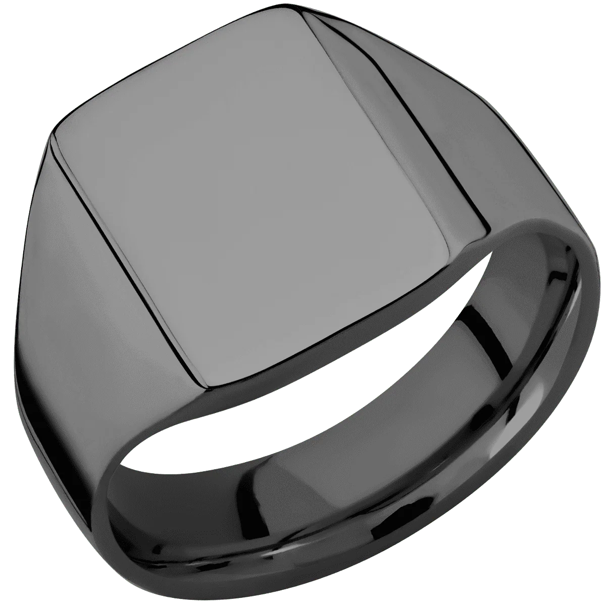 Medium Rectangle signet ring (16x11.5mm) in Zirconium, with a Wide style band. - Image 2