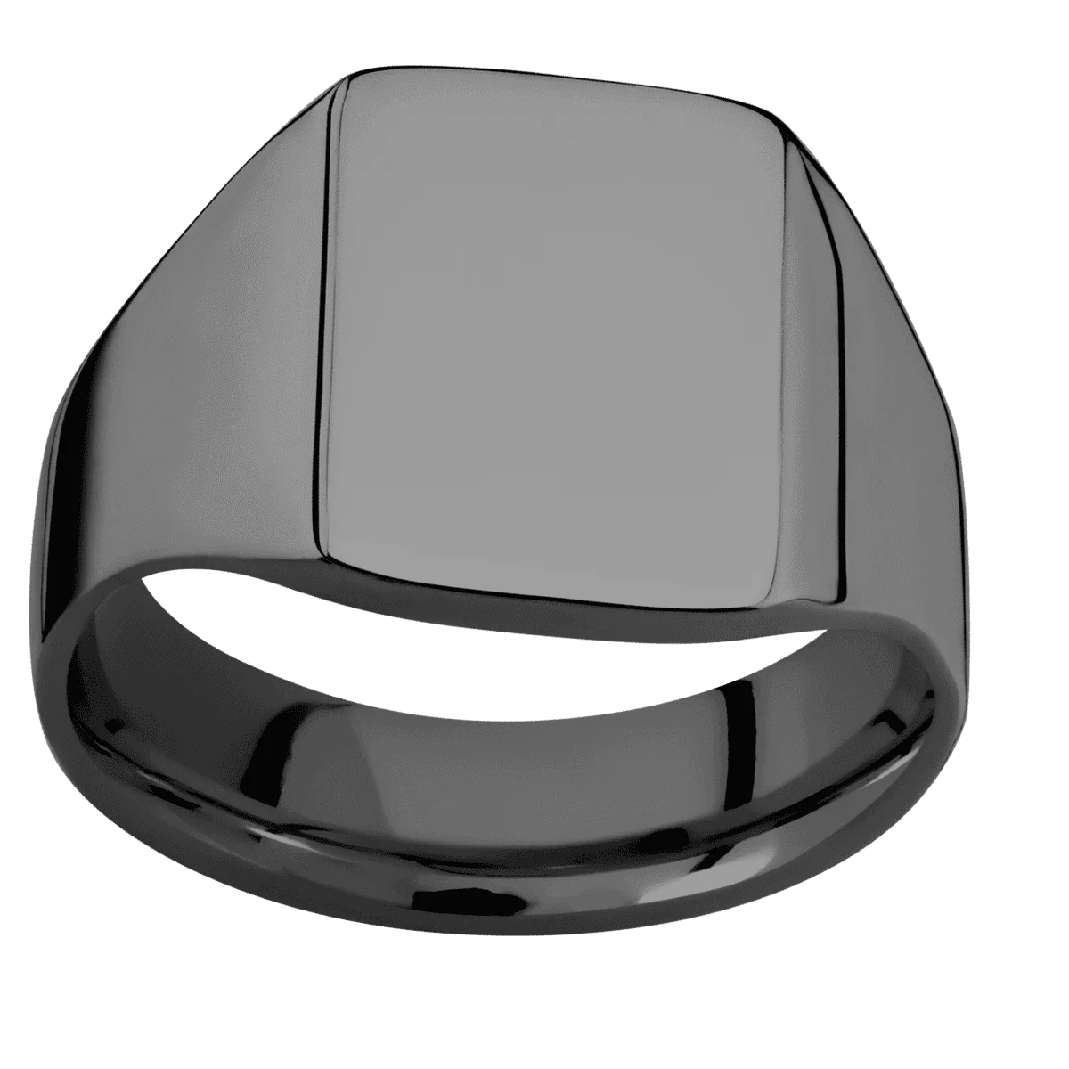 Medium Rectangle signet ring (16x11.5mm) in Zirconium, with a Wide style band. - Image 3