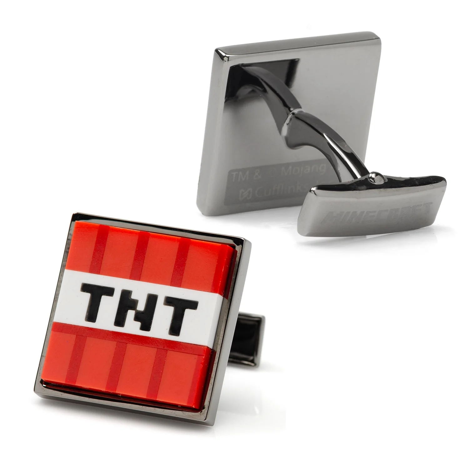 Minecraft Creeper and TNT Gunmetal Cufflinks - Image 4