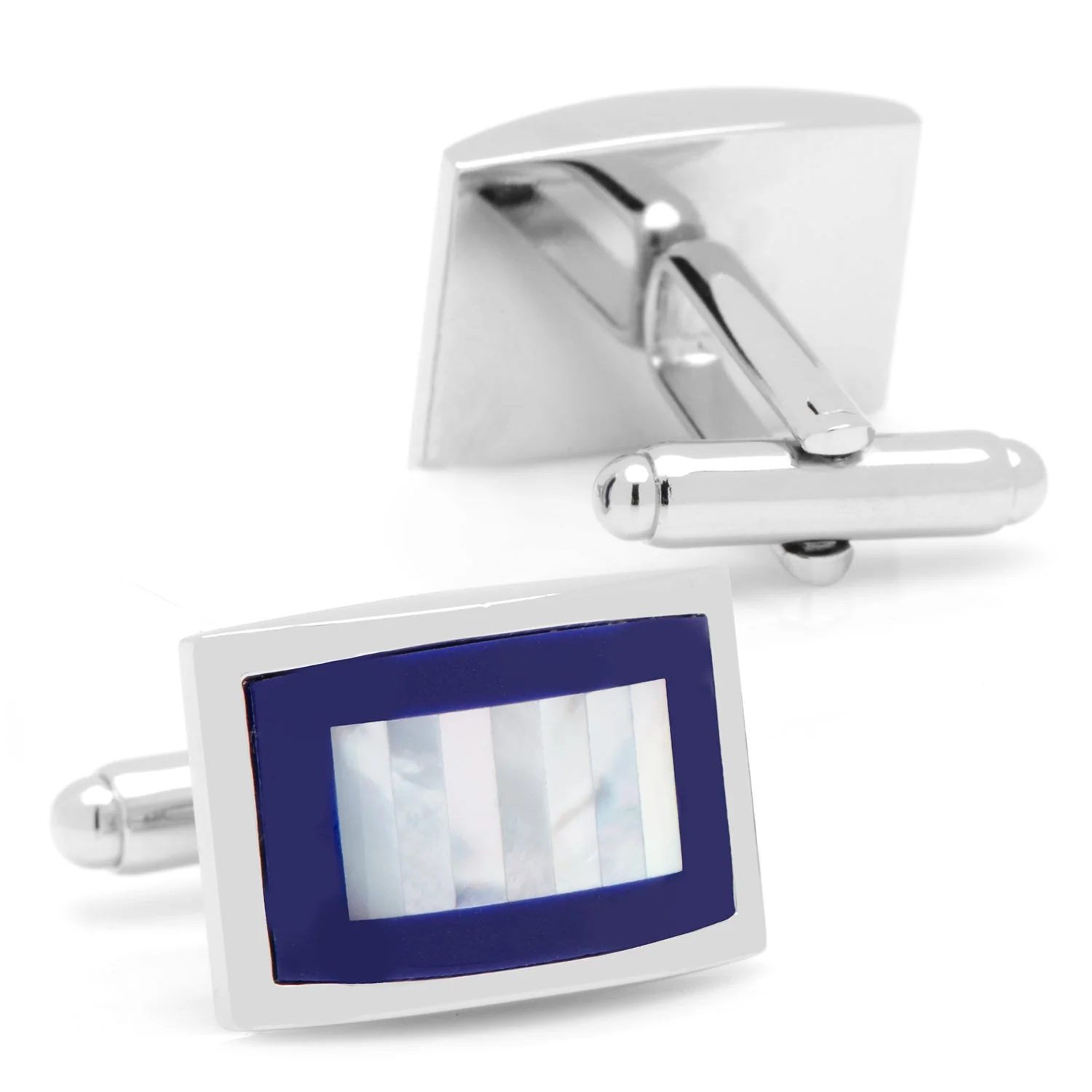 Mother of Pearl and Lapis Blue Key Cufflinks - Image 2