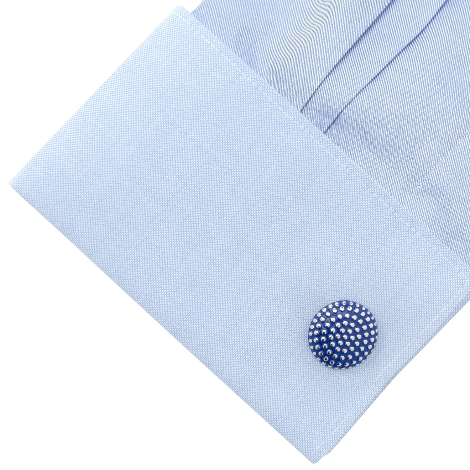 Navy Circle Dot Texture Cufflinks - Image 3