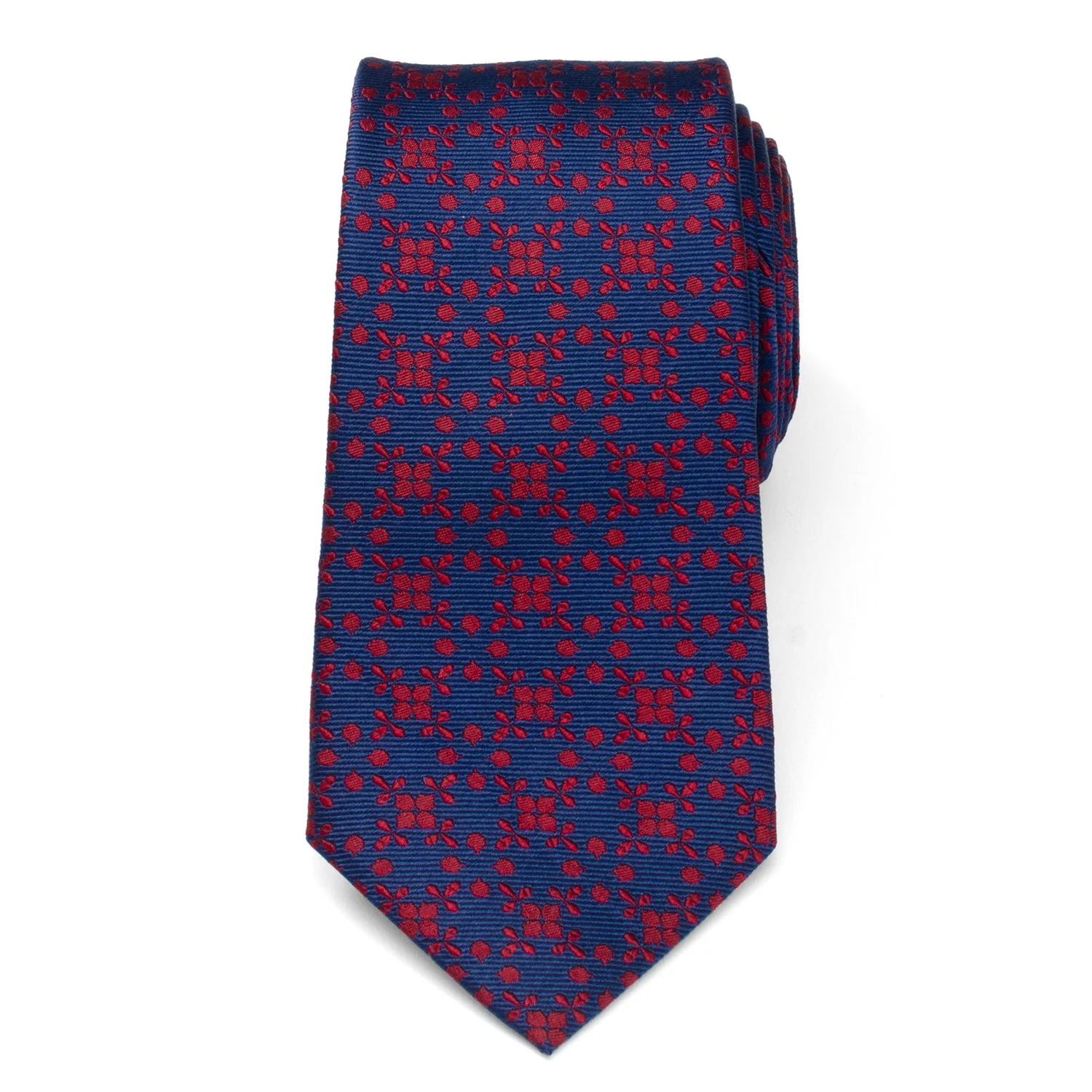 Navy/Red Patterned Men's Tie - Image 3