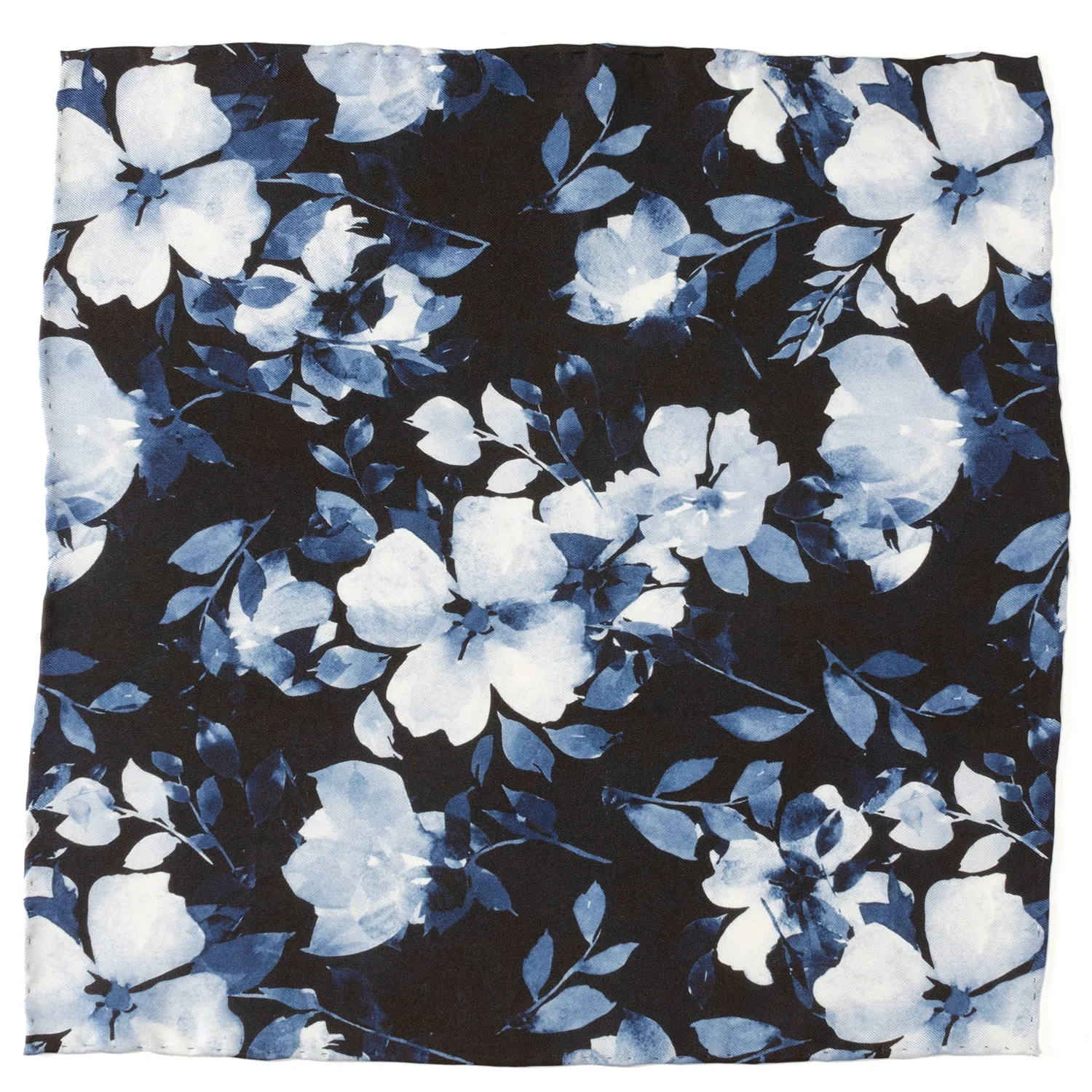 Painted Floral Blue Necktie and Pocket Square Gift Set - Image 6