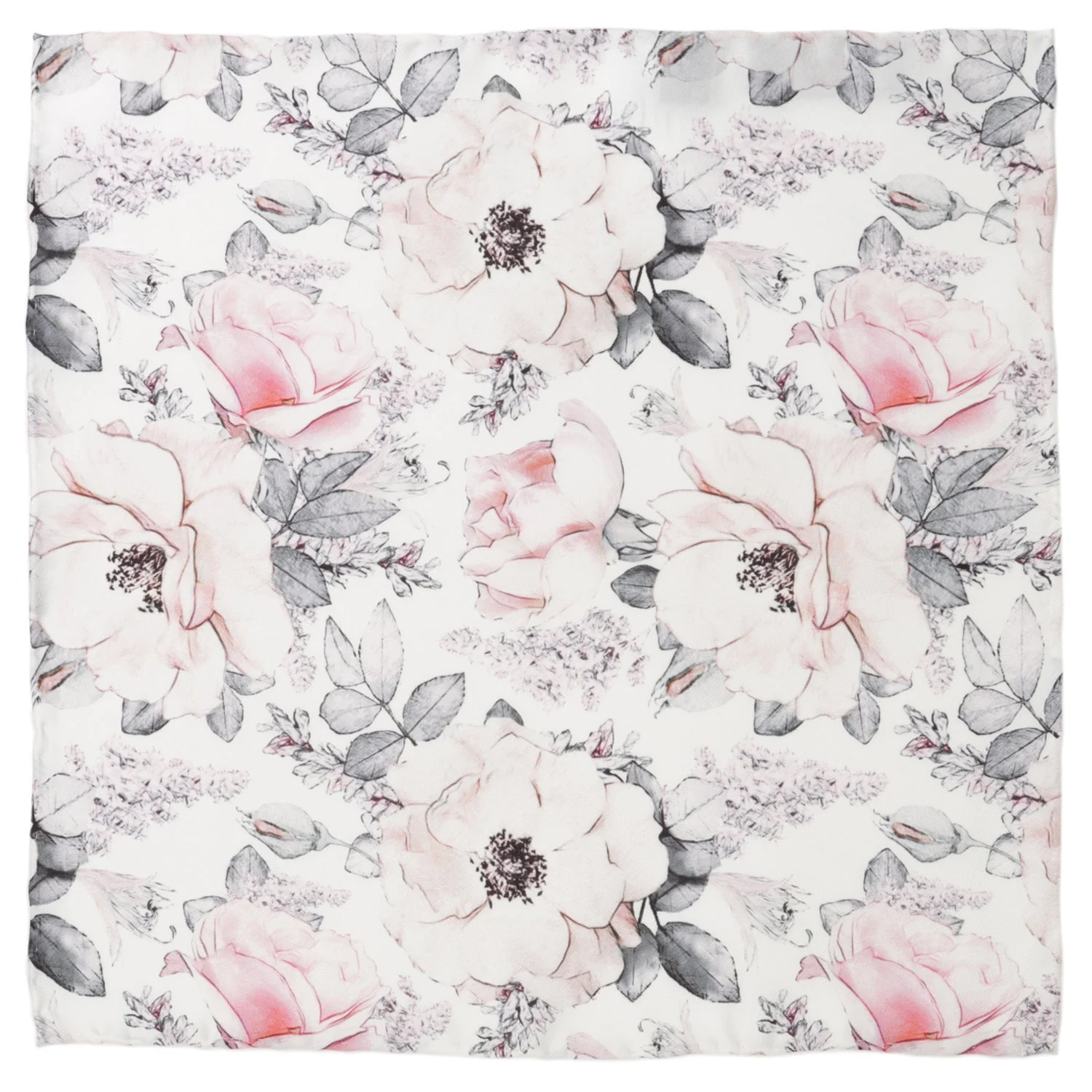 Painted Floral Gray Necktie and Pocket Square Gift Set - Image 5