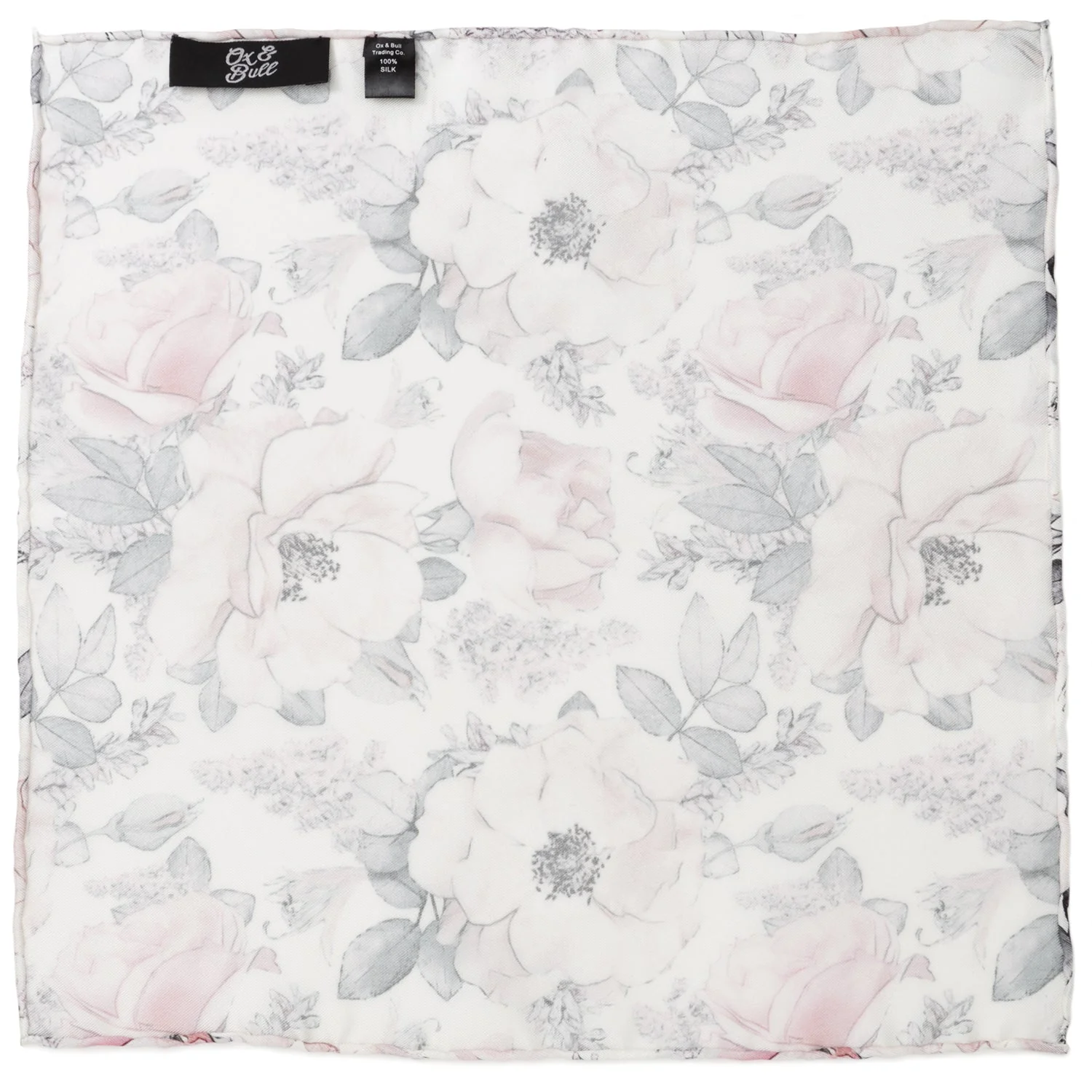 Painted Floral Gray Necktie and Pocket Square Gift Set - Image 6