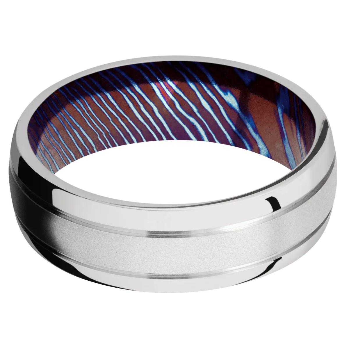 Palladium + Bead , Polish Finish + Titanium Damascus - Image 3