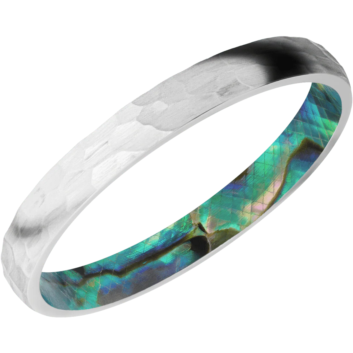 Palladium Silver + Hammer Finish + Abalone - Image 2