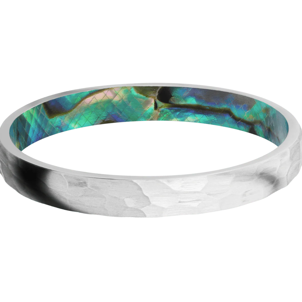 Palladium Silver + Hammer Finish + Abalone - Image 3