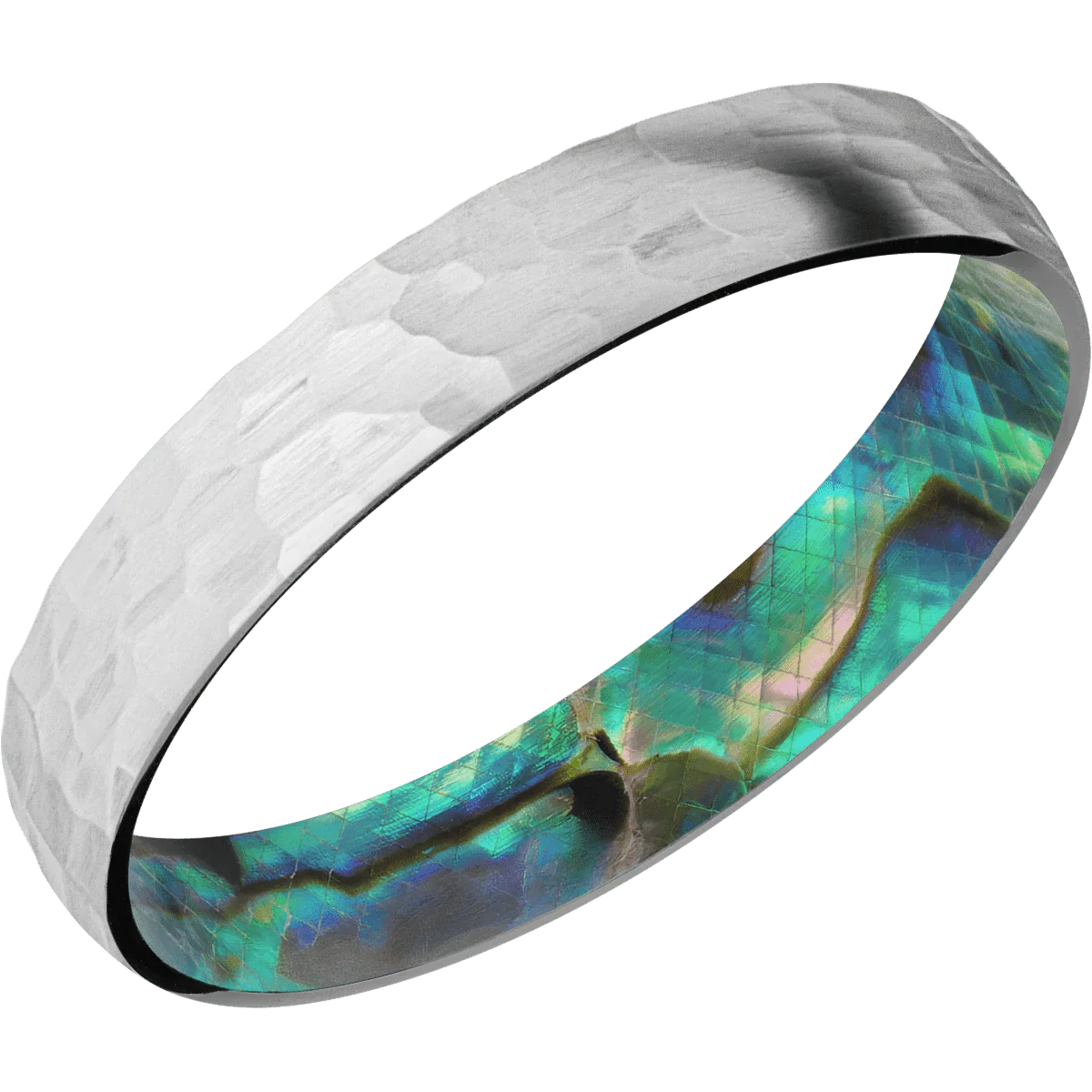 Palladium Silver + Hammer Finish + Abalone - Image 2