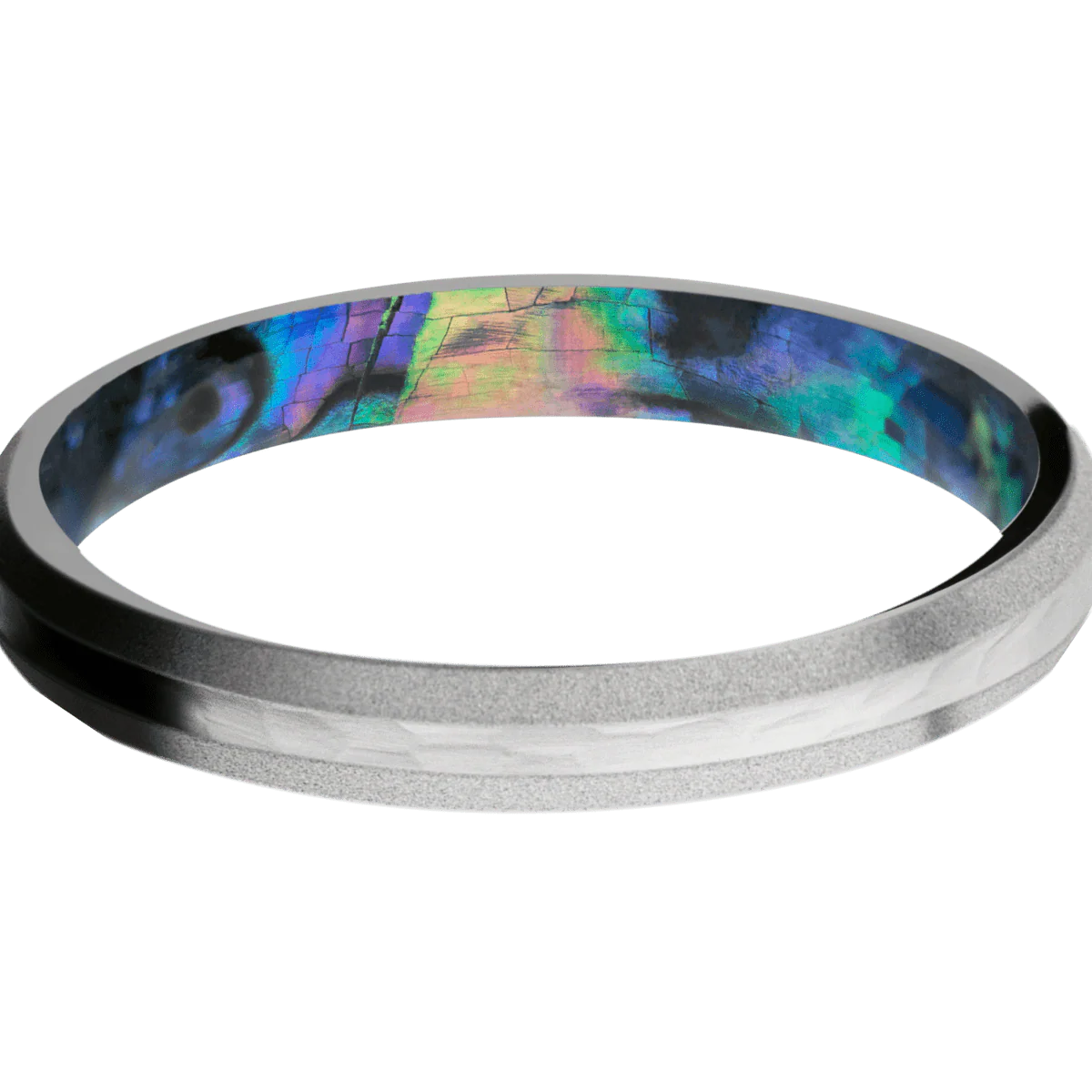 Palladium Silver + Hammer , Sand Finish + Abalone - Image 3