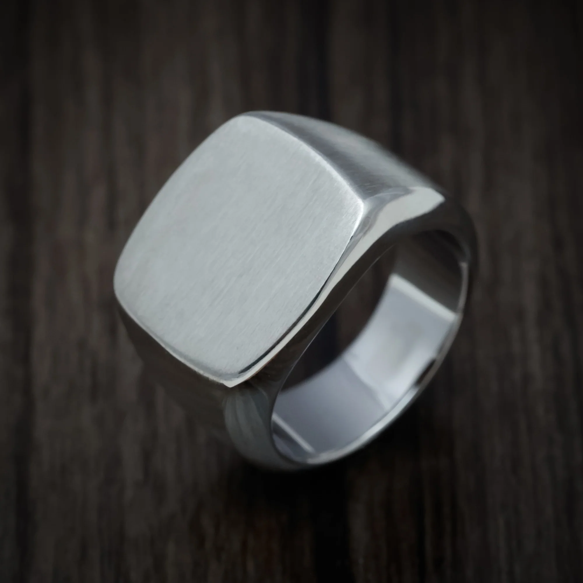 Palladium Silver Large Signet Ring - Image 3