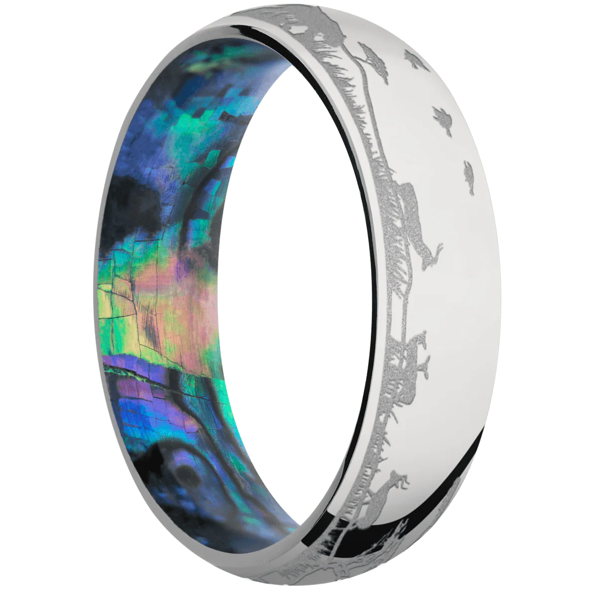Palladium Silver + Polish Finish + Abalone