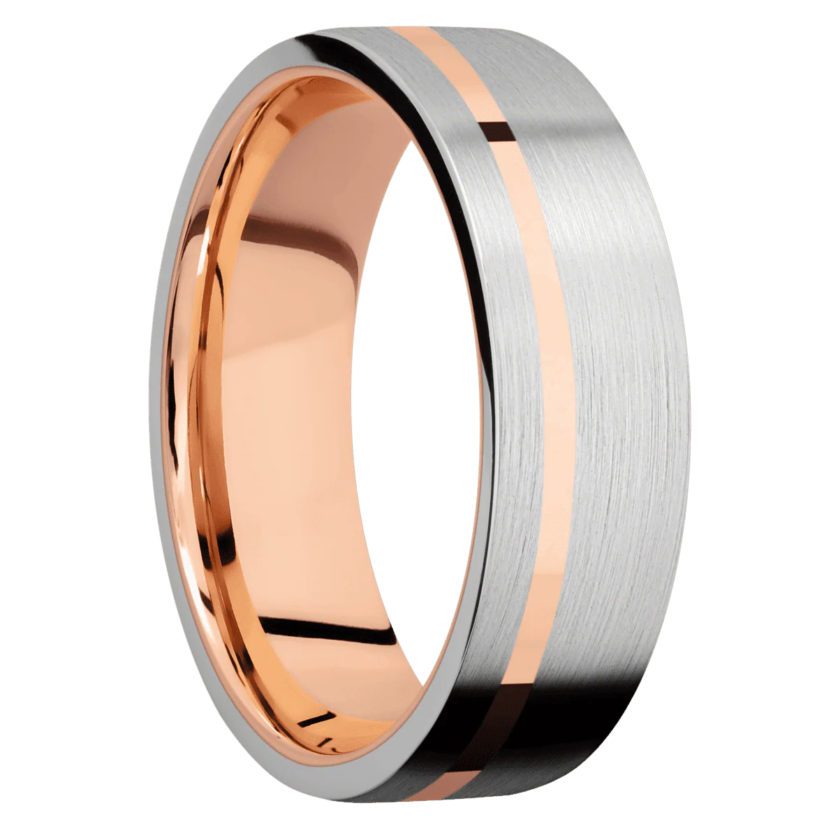 Palladium Silver + Satin , Satin Finish + 14K Rose Gold