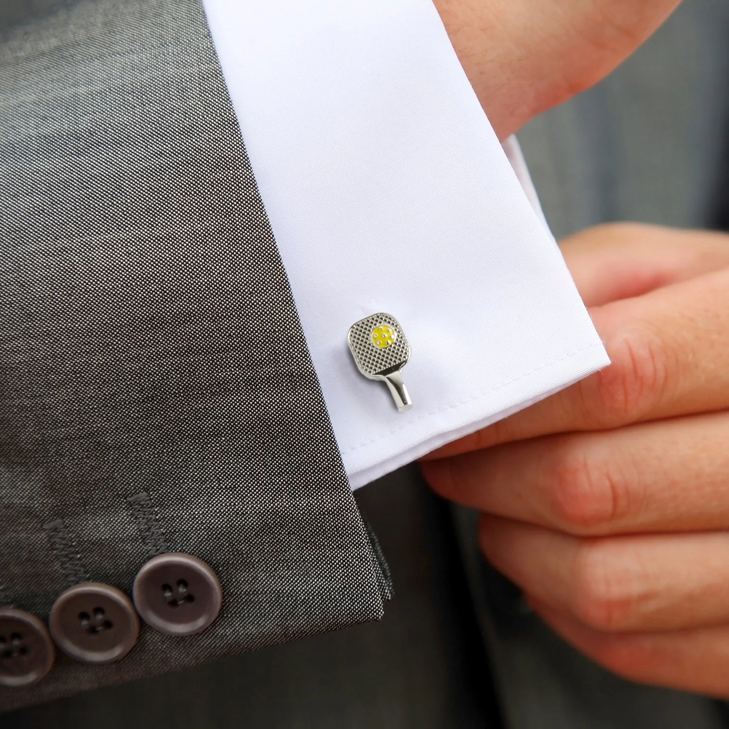 Pickleball Racket Silver Cufflinks - Image 2