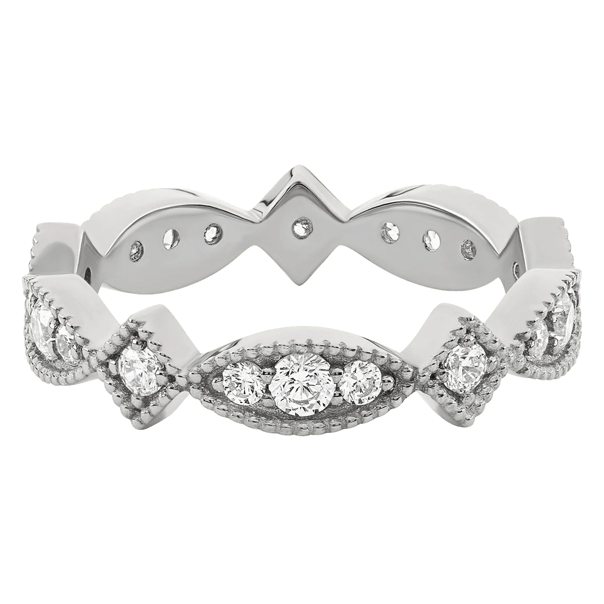 Platinum band with 5 Round, 5 Round and 10 Round Lab Grown Diamond having TCW-.6 - Image 2