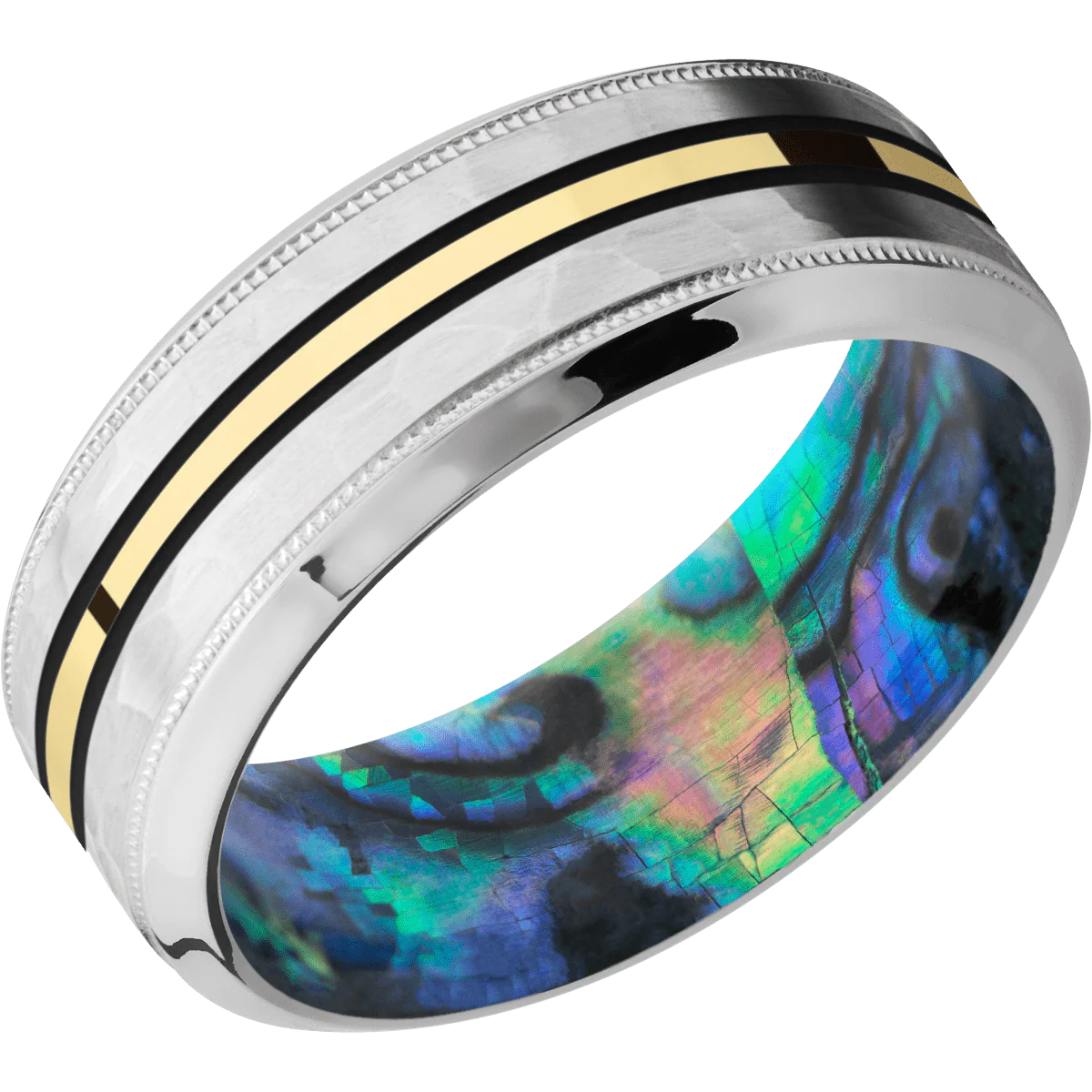 Platinum + Hammer , Polish Finish + Abalone - Image 2
