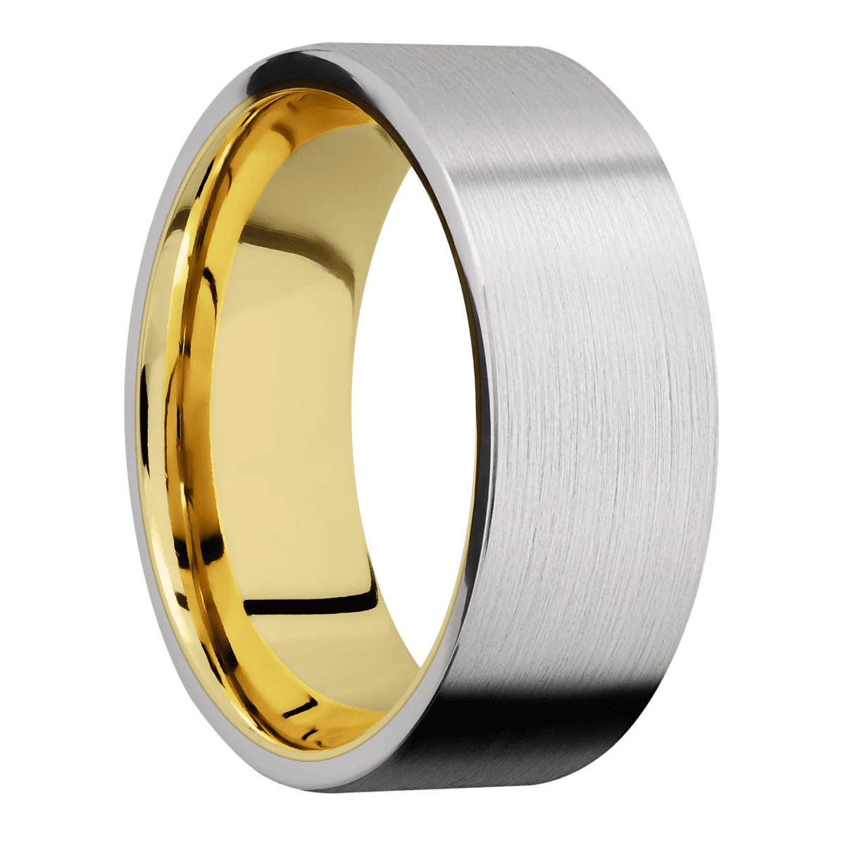 Platinum + Satin Finish + 10K Yellow Gold