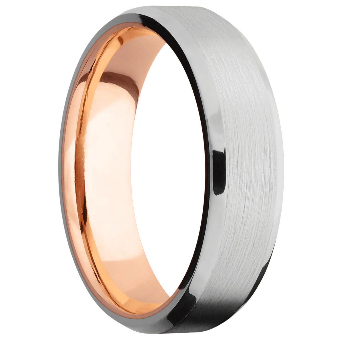 Platinum + Satin , Polish Finish + 14K Rose Gold