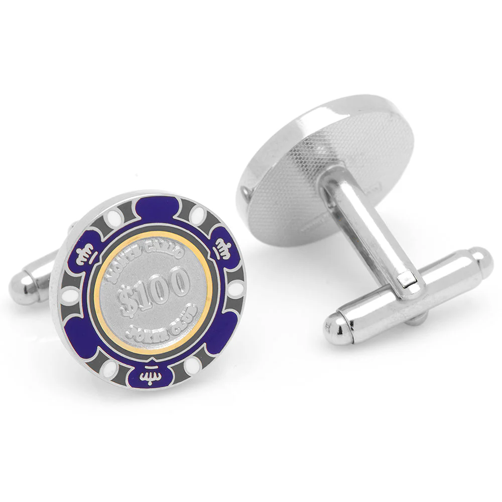 Poker Chip $100 Purple Cufflinks - Image 2