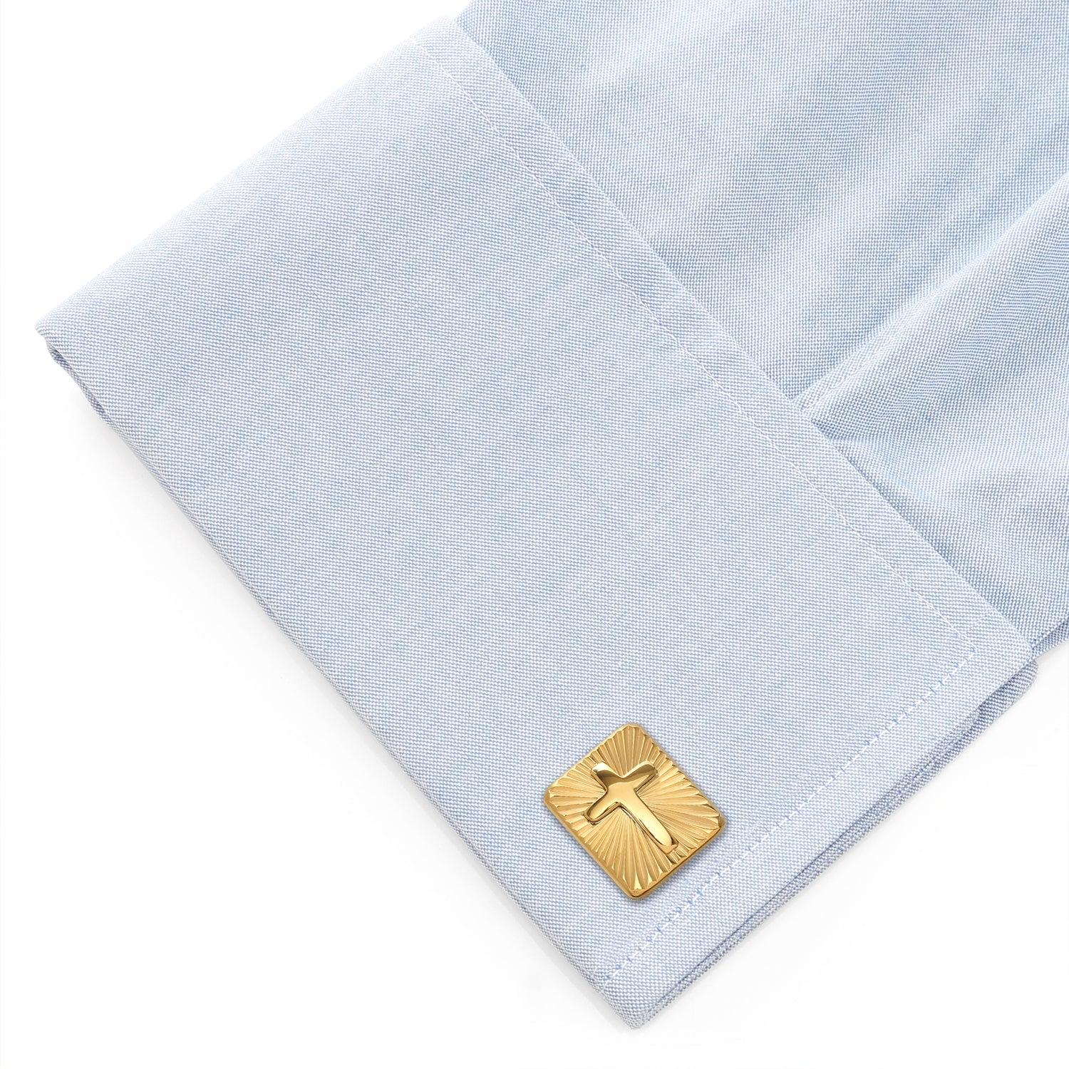 Radiant Cross Gold Stainless Steel Cufflinks - Image 3