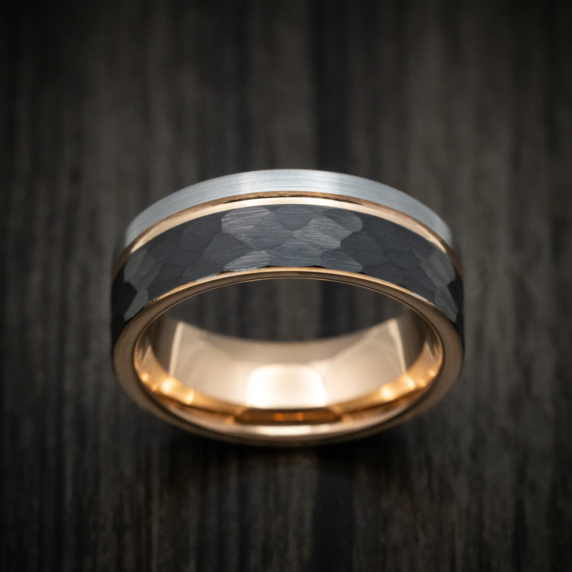Golden and Black Tungsten Tri-Tone Men's Ring - Image 2