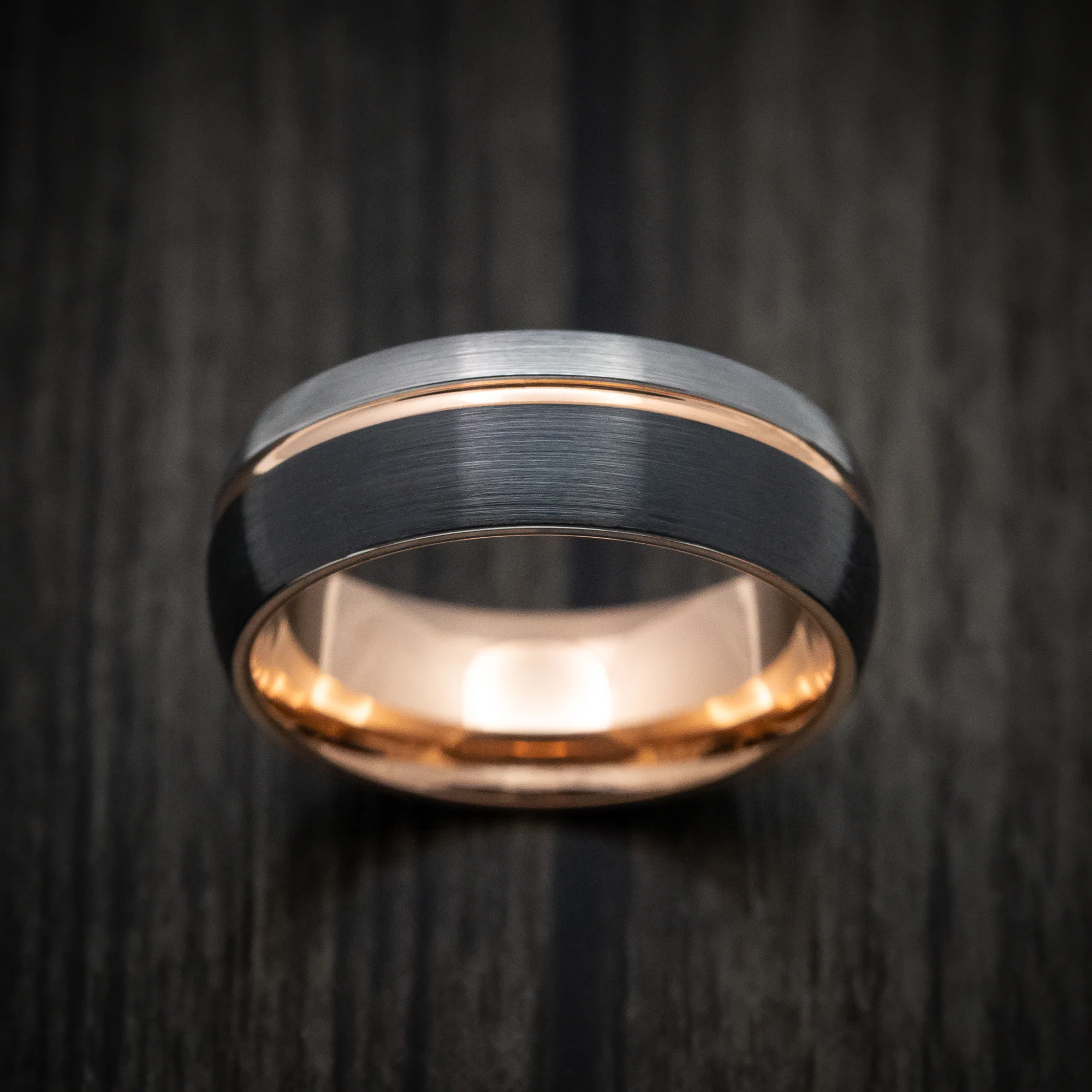 Golden and Black Tungsten Tri-Tone Men's Ring - Image 2
