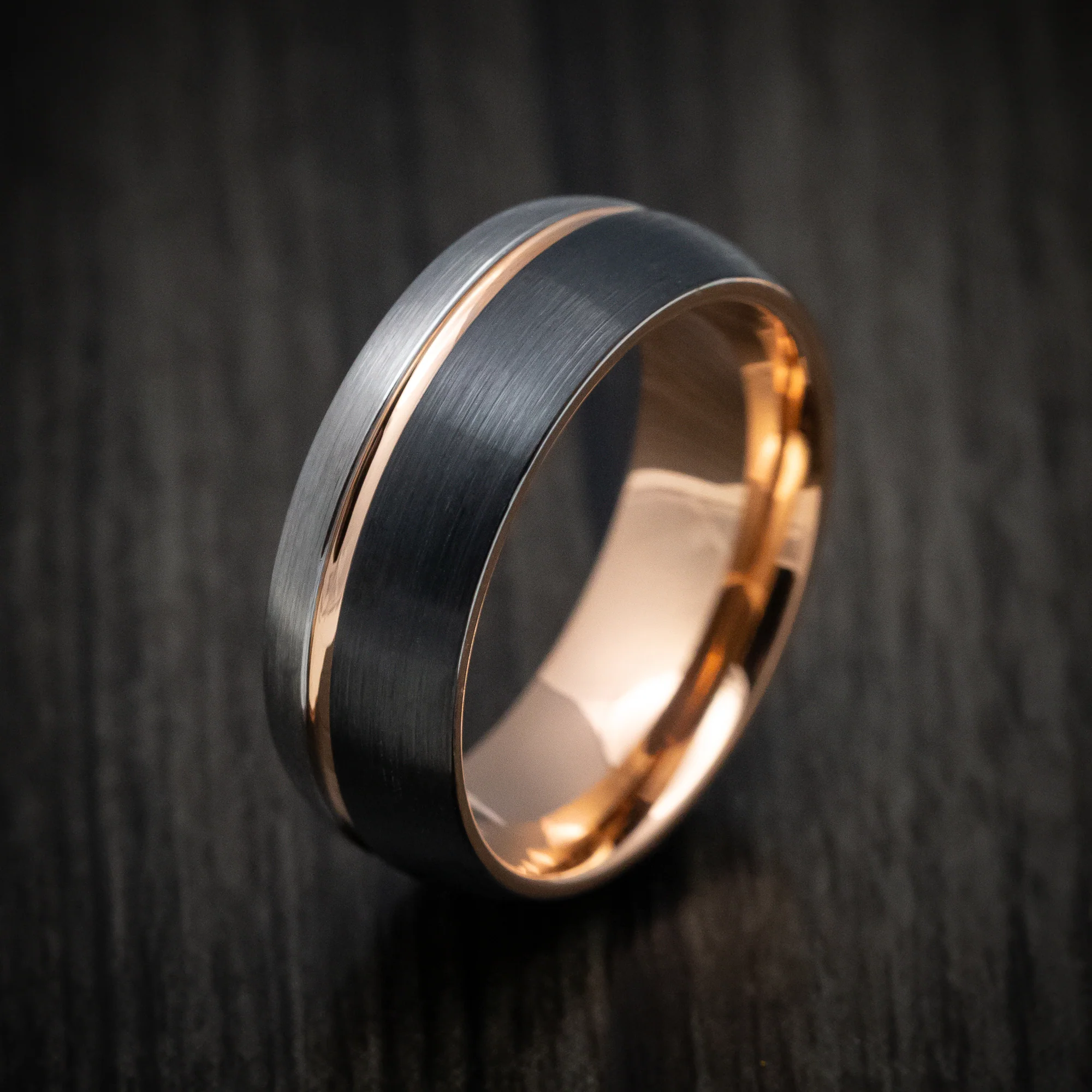 Golden and Black Tungsten Tri-Tone Men's Ring - Image 3