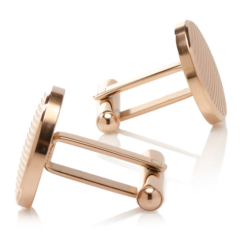 Rose Gold Line Stainless Steel Cufflinks - Image 4