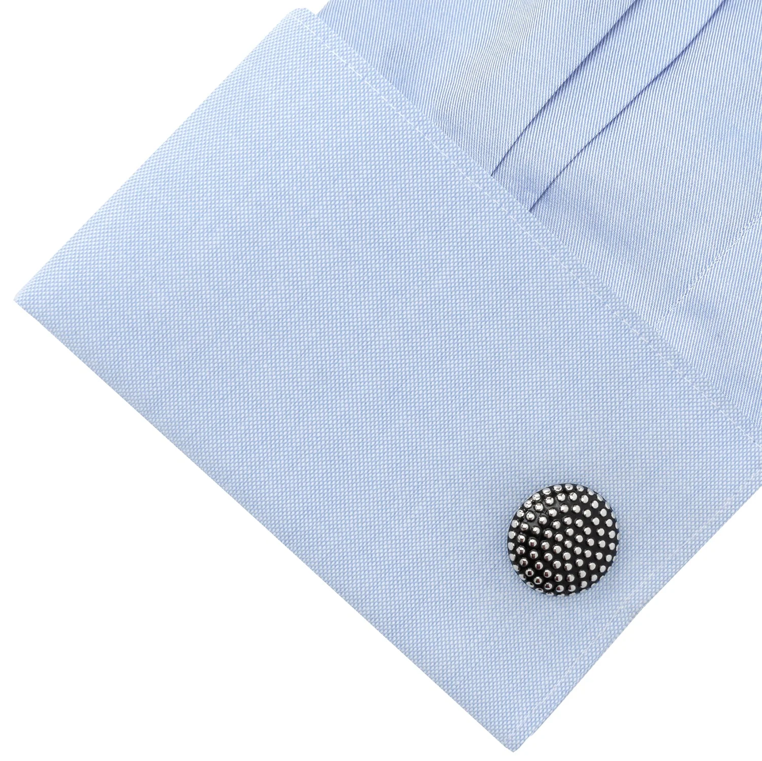 Silver Circle Dot Texture Cufflinks - Image 3
