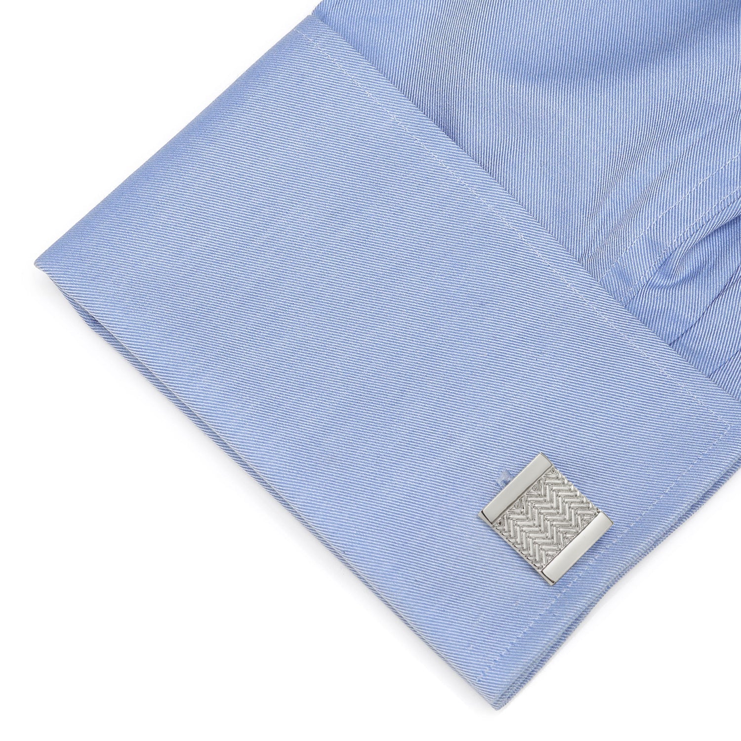 Silver Herringbone Cufflinks - Image 3