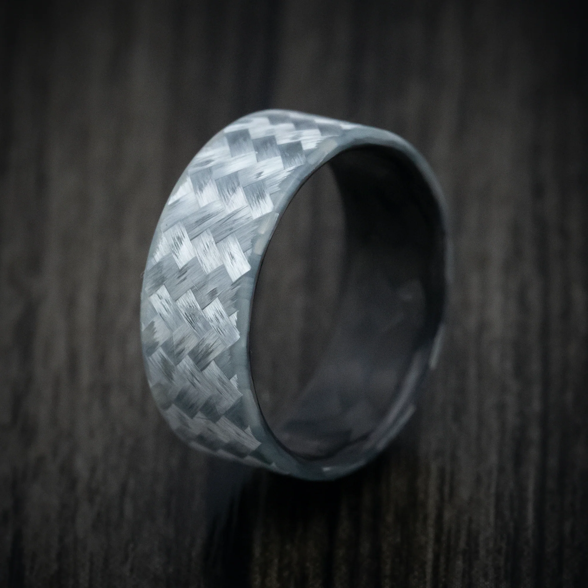 Silver Texalium and Black Carbon Fiber Men's Ring - Image 4