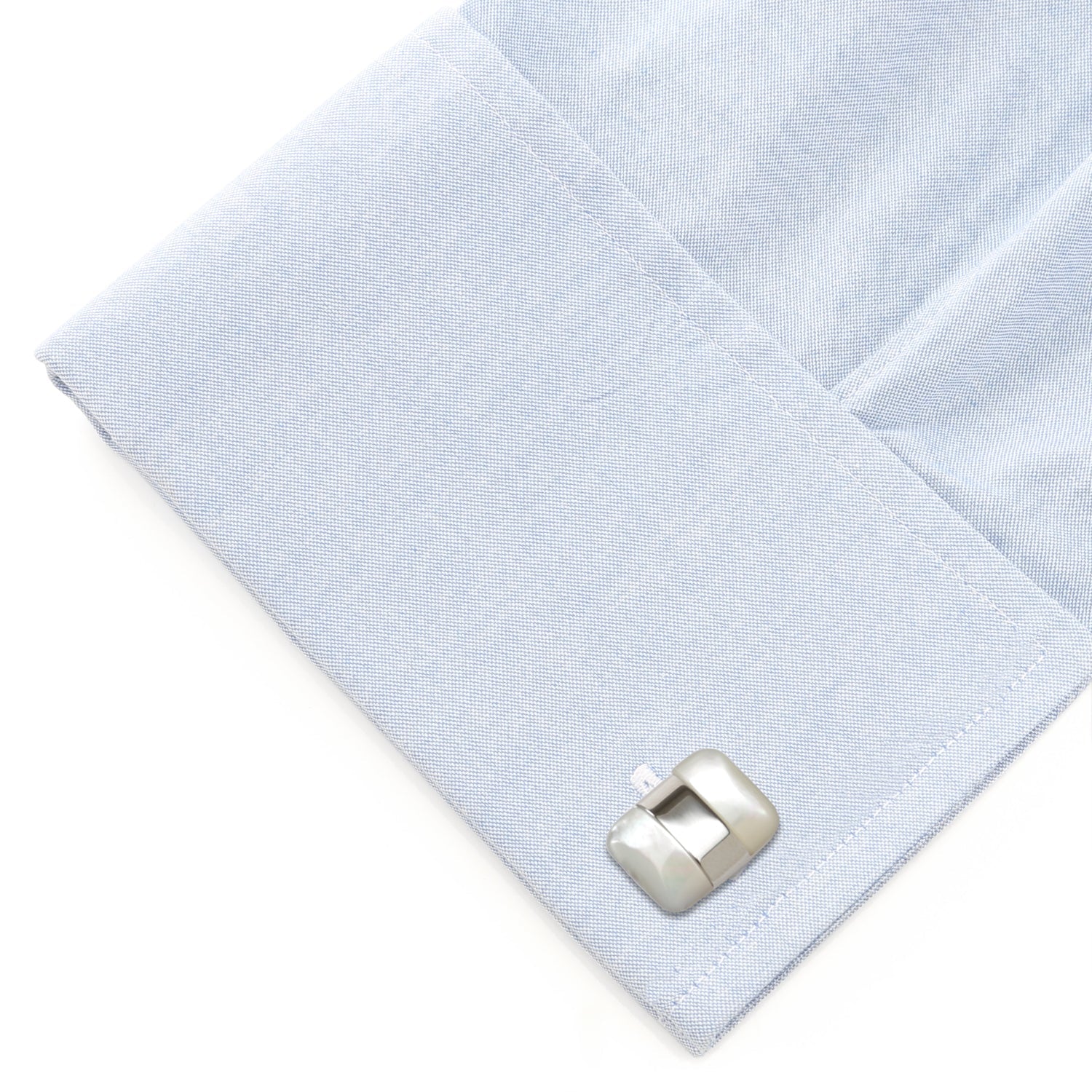 Silver Wrapped White Mother of Pearl Cufflinks - Image 3