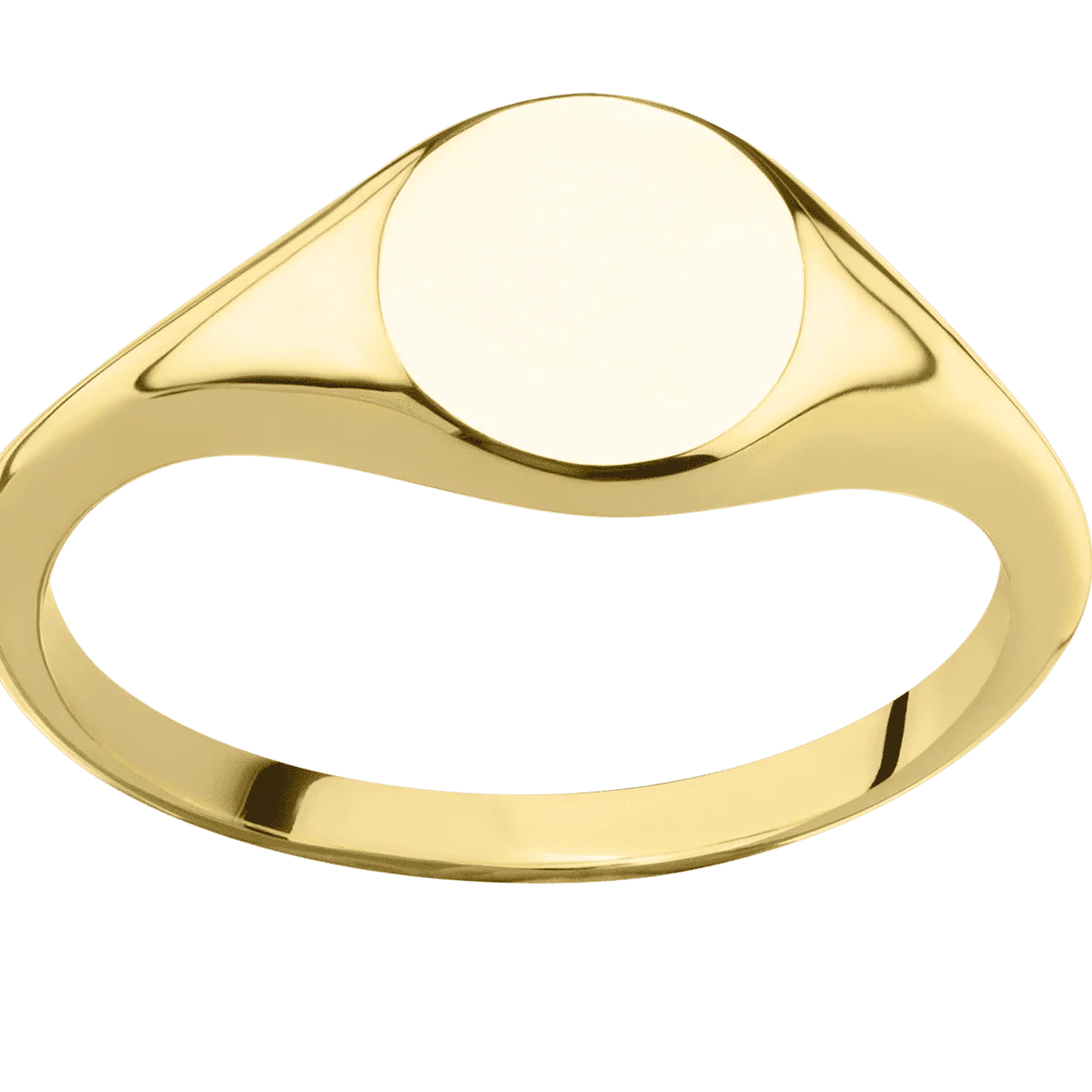 Small Circle signet ring (10mm) in 14K Yellow Gold, with a Thin style band. - Image 3