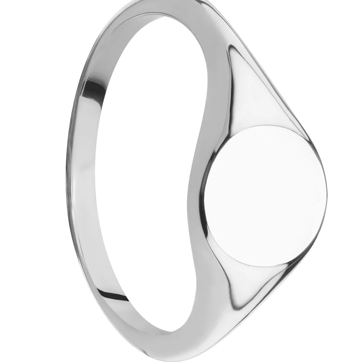 Small Circle signet ring (10mm) in Palladium Silver, with a Thin style band.