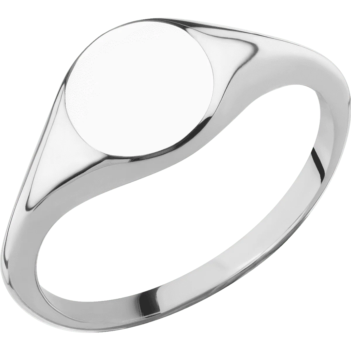 Small Circle signet ring (10mm) in Palladium Silver, with a Thin style band. - Image 2