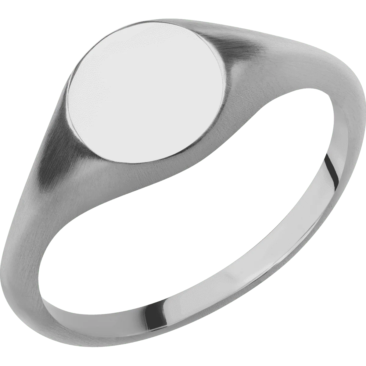 Small Circle signet ring (10mm) in Titanium, with a Thin style band. - Image 2
